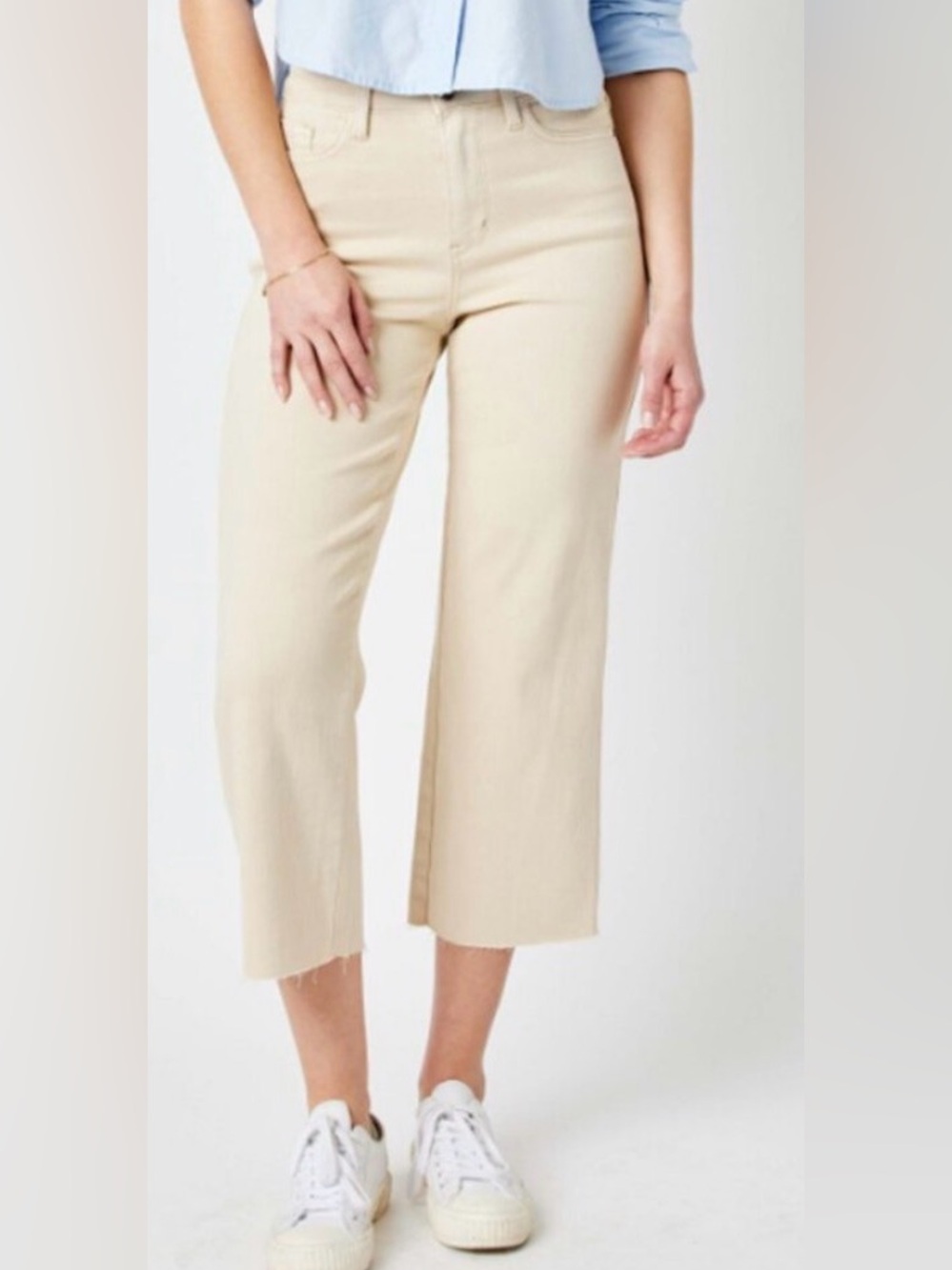Judy Blue Women’s High-Rise Wide Crop Jeans in Beige - Size 11/30